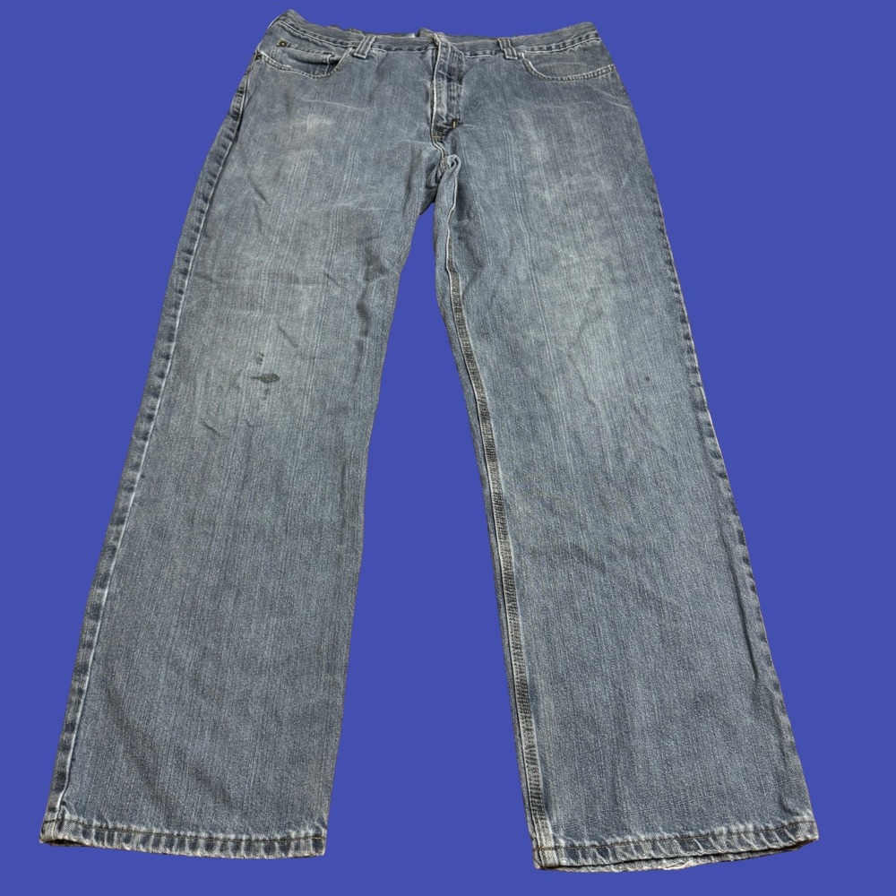 Carhartt Mens 38x34 Relaxed Fit Straight Jeans Distressed Faded Workwear
